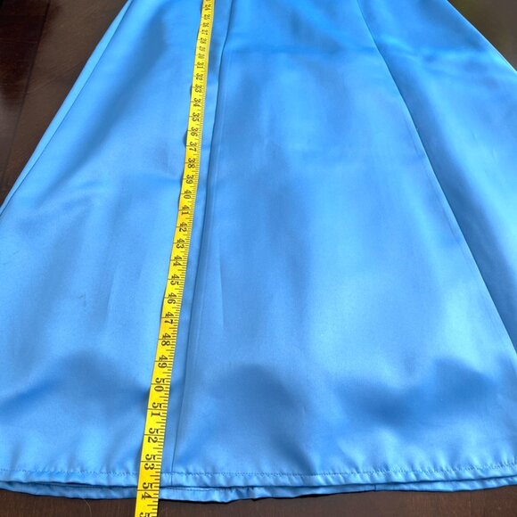 Jump Apparel Vintage 90s Y2K Satin Blue Sequin Glitter Maxi Prom Party Dress S/M - Picture 12 of 12